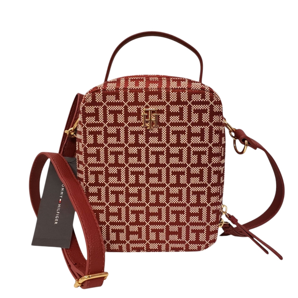 ❌SOLD❌Tommy Hilfiger Crossbody Bag Canvas Red White Signature TH Logo